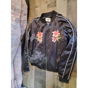 Decree bomber satin floral‎ jacket woman's AS IS